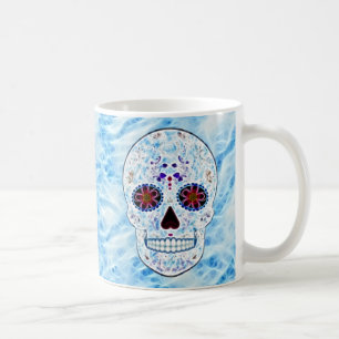 Day of the deadsockerskalle - baby blue Fractal Kaffemugg