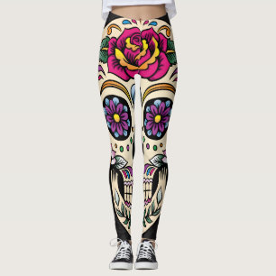 Day of the deadsockerskallen med steg leggings