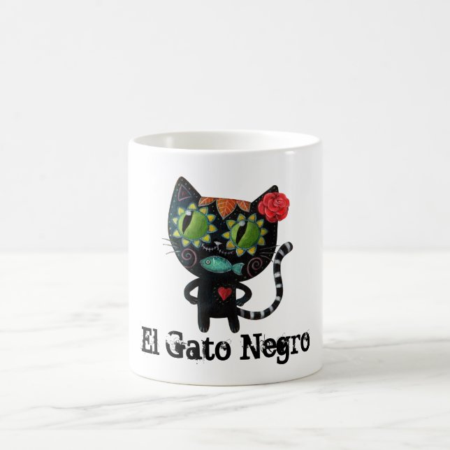 Day of the deadsvartkatten kaffemugg (Center)
