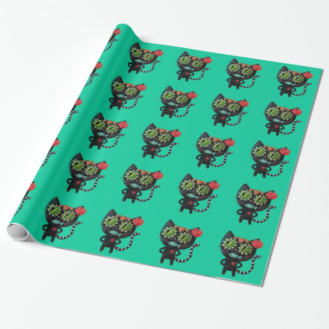 Day of the deadsvartkatten presentpapper (Utrullad)