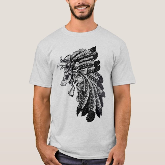 Dayak Chief Skull T Shirt (Framsida)