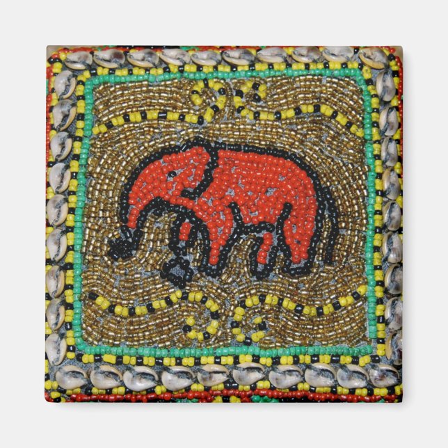 Dayak Elephant Native Tribal Art Magnet (Framsidan)