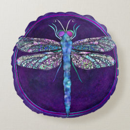 Dayamy judtonad Dragonfly Round Pillow Rund Kudde
