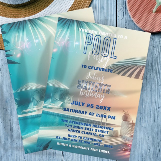 Dayamy Sommar Roligt Bassäng Party, födelsedagsfir Inbjudningar (Skapare uppladdad)
