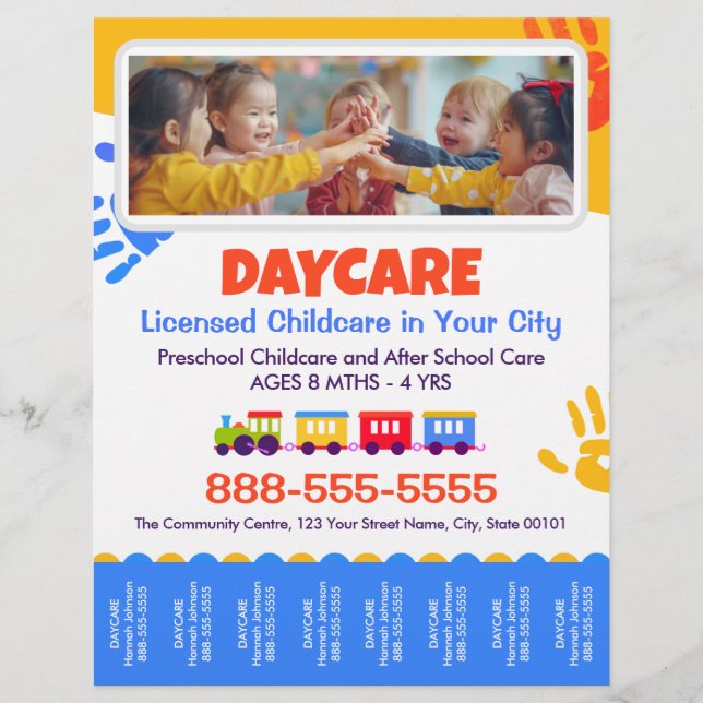 Daycare Childcare Kids Tear-Offs Flyer Template (Framsidan)