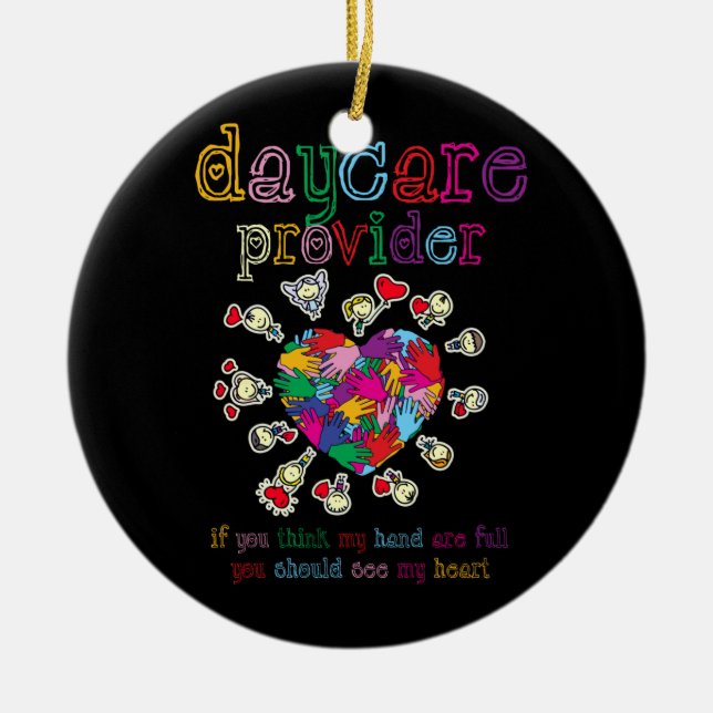 Daycare Provider Chilcare Cute Heart Teacher Julgransprydnad Keramik (Framsidan)