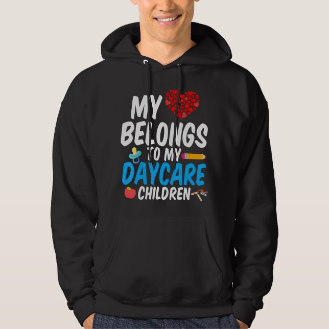 Daycare Provider Heart-Tillhör till Children Child Hoodie (Framsida)