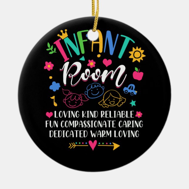 Daycare Provider Loving Kind Reliability Infant Ro Julgransprydnad Keramik (Framsidan)