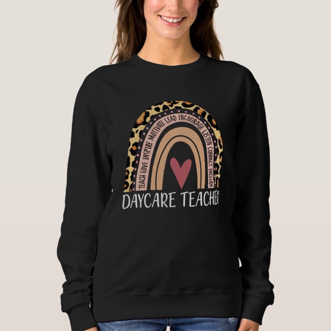 Daycare Teacher Boho Rainbow Back to school Apprec T Shirt (Framsida)