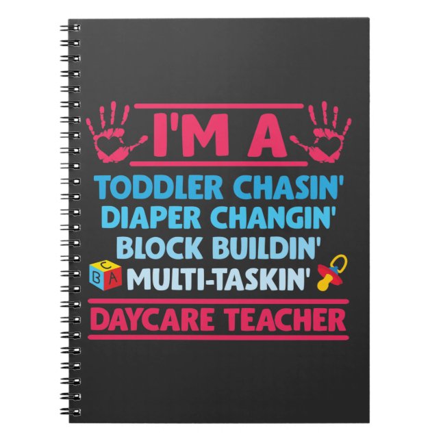 Daycare Teacher Diaper Småbarn Childcare Worker Anteckningsbok (Framsidan)