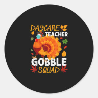 Daycare Teacher Gobble Squad Turkey Ansikte Mask G Runt Klistermärke