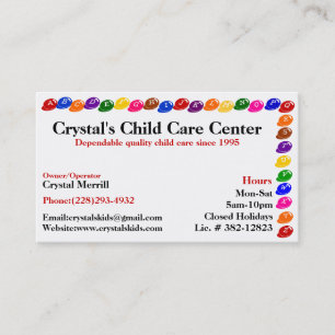 Daycarebarnomsorg som sitter barnvakt visitkorten visitkort