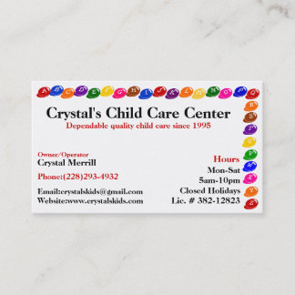 Daycarebarnomsorg som sitter barnvakt visitkorten visitkort