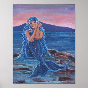 Daydreamer blue sjöjungfru poster av Renee