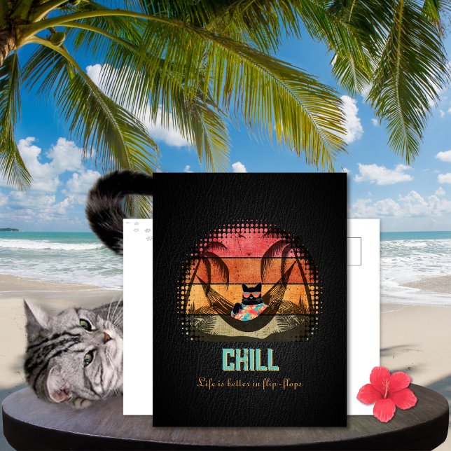 Daydreaming Coola Kats tropiska rymd Helg Vykort (Daydreaming Cool Cat's Tropical Escape Holiday Postcard)