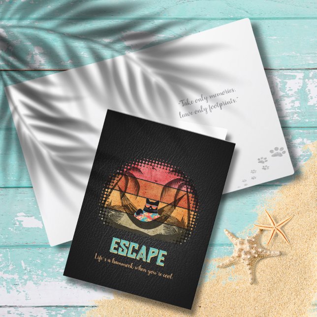 Daydreaming Coola Kats tropiska rymd Helgkort (Daydreaming Cool Cat's Tropical Escape Holiday Card)