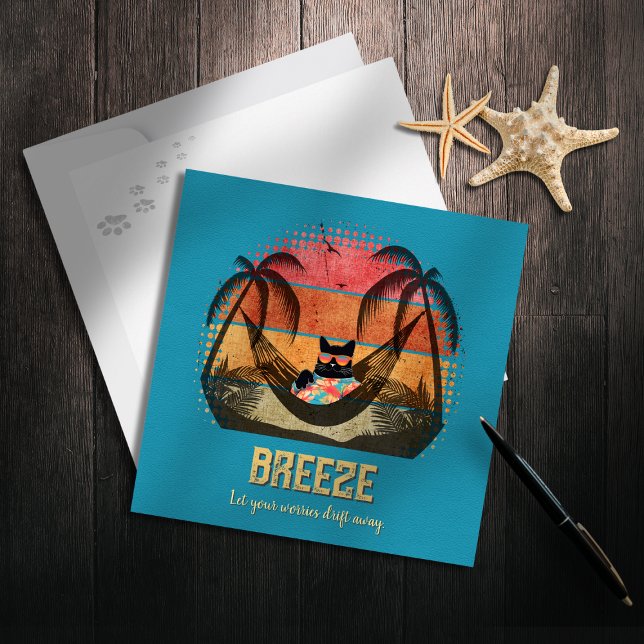 Daydreaming Coola Kats tropiska rymd Julkort (Daydreaming Cool Cat's Tropical Escape Holiday Card)
