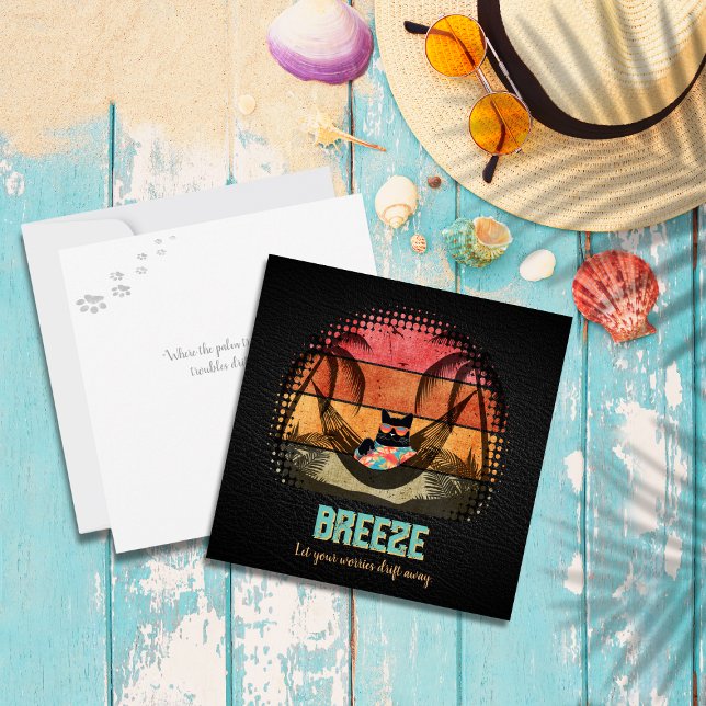 Daydreaming Coola Kats tropiska rymd Julkort (Daydreaming Cool Cat's Tropical Escape Holiday Card)