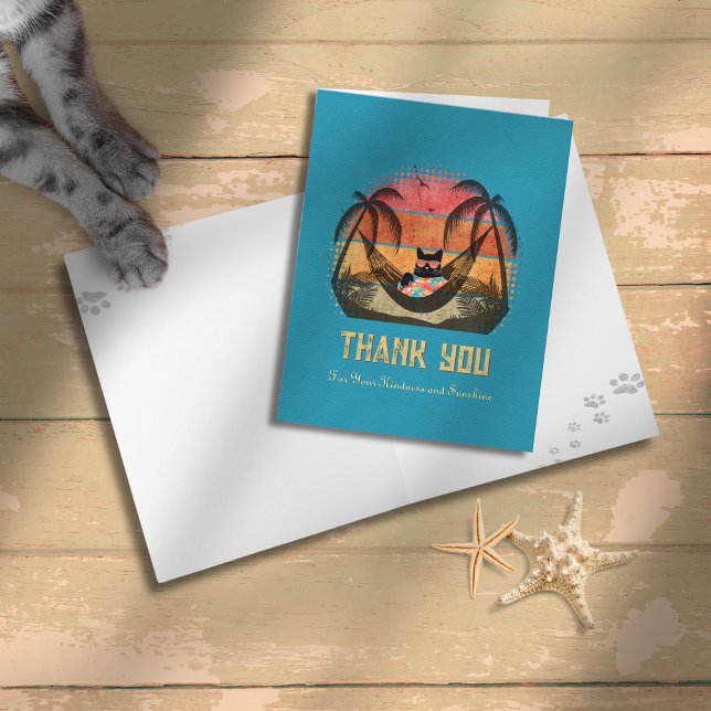 Daydreaming Coola Kats tropiska rymd Tack Kort (Daydreaming Cool Cat's Tropical Escape Thank You Card)