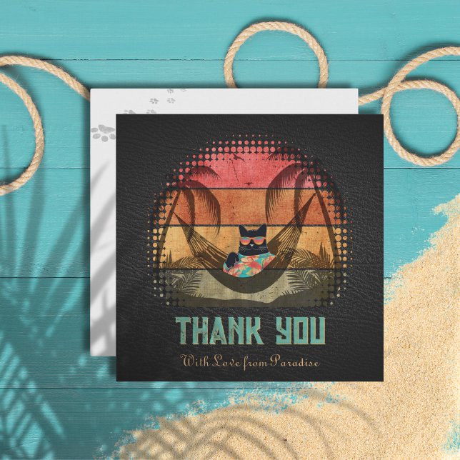 Daydreaming Coola Kats tropiska rymd Tack Kort (Daydreaming Cool Cat's Tropical Escape Thank You Card)