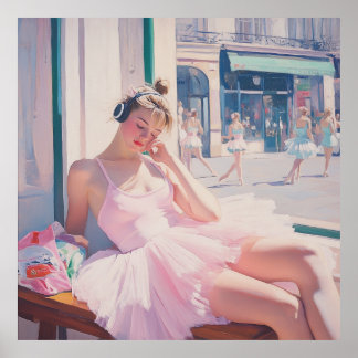 Daydreaming Dancer: Mjuk pastel Ballet Art Poster