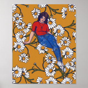 Daydreaming Vår Witch Daisy Art Poster