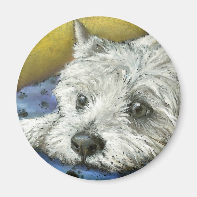 Daydreaming westie magnet (Framsidan)