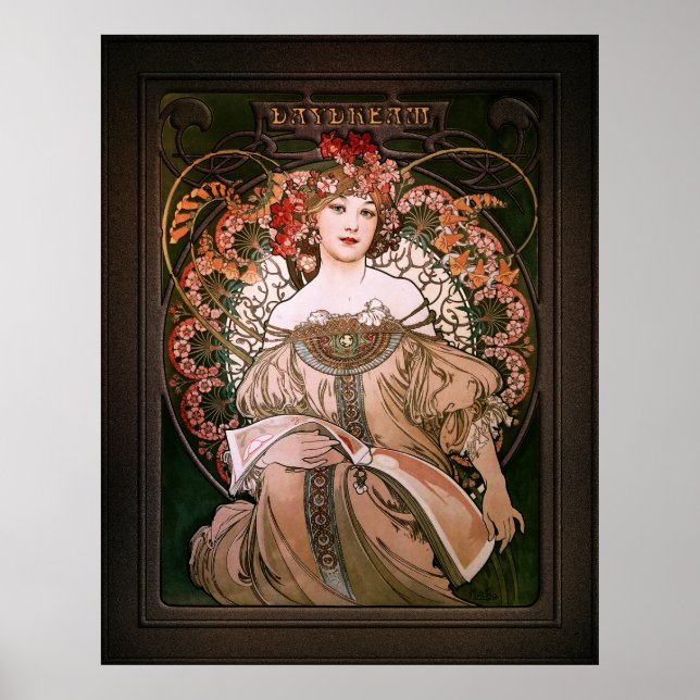 Daydröm C1896 av Alphonse Mucha Poster (Framsidan)