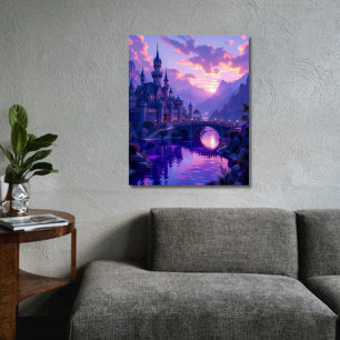 Daydröm Fantasy Castle med Drawbridge Poster