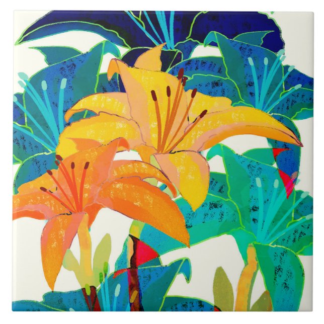Daylily Ceramic Kitchen Tile Kakelplatta (Framsidan)