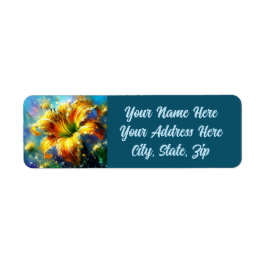 Daylily Daylilies Flower Gult Teal Impressionist Returadress Etikett