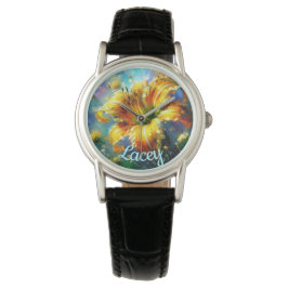 Daylily Daylilies Flower Gult Teal Personlig Armbandsur