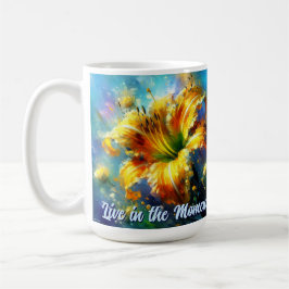 Daylily Daylilies Flower Yellow Teal Personalized Kaffemugg