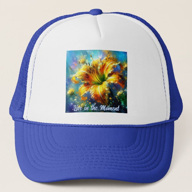 Daylily Daylilies Flower Yellow Teal Personalized Keps (Framsida)
