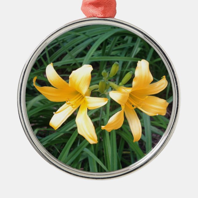 DAYLILY "Downey" Guld Duo — Julgransprydnad Metall (Framsidan)