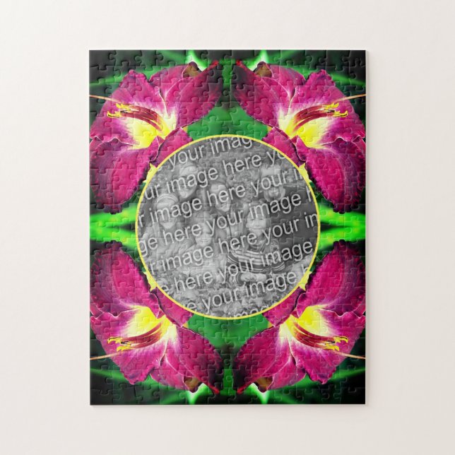 Daylily Flower Ram Skapar ditt eget foto Pussel (Vertikal)