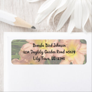 Daylily Flowers Trio/Rosa och Gult Returadress Etikett