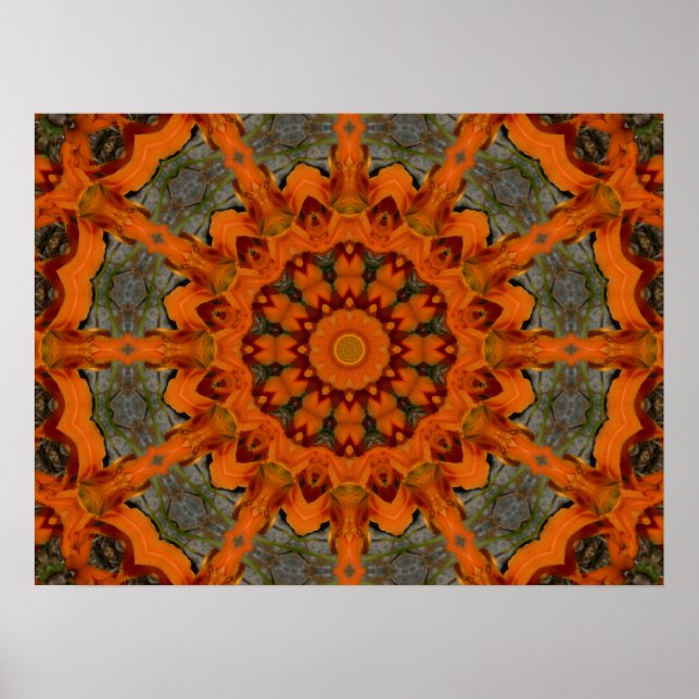 Daylily Orange Mandala Poster (Framsidan)