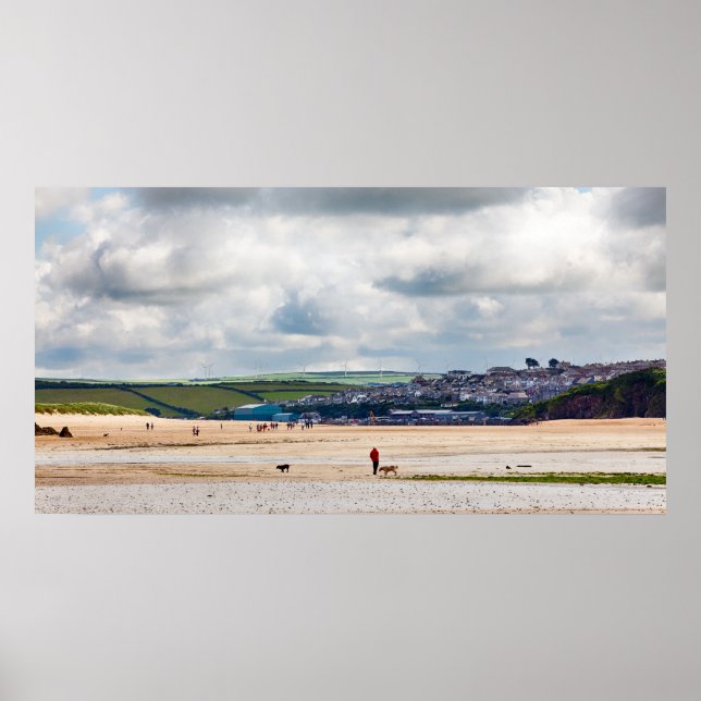 Daymer-bukens strandlandskap i Cornwall UK Poster (Framsidan)