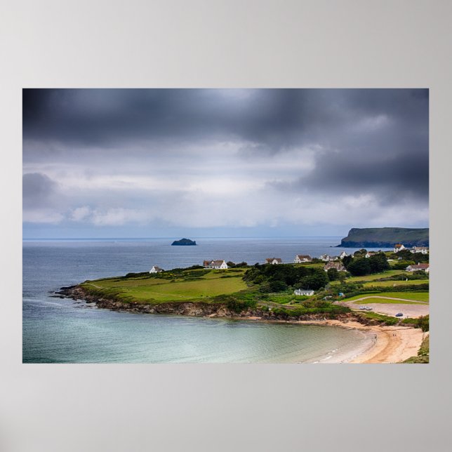 Daymer-bukens strandlandskap i Cornwall UK Poster (Framsidan)