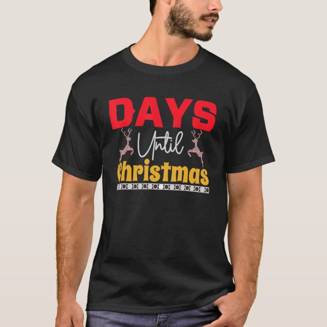 Days until Christmas Santa Hat Xmas PJ costume T Shirt (Framsida)
