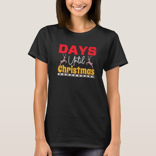 Days until Christmas Santa Hat Xmas PJ costume   T Shirt (Framsida)