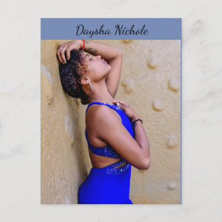 Daysha Nichole, i blå klänning, vykort