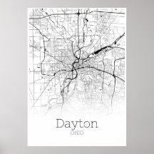 Dayton Karta - Ohio - City Karta Poster