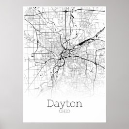 Dayton Karta - Ohio - City Karta Poster