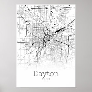 Dayton Karta - Ohio - City Karta Poster