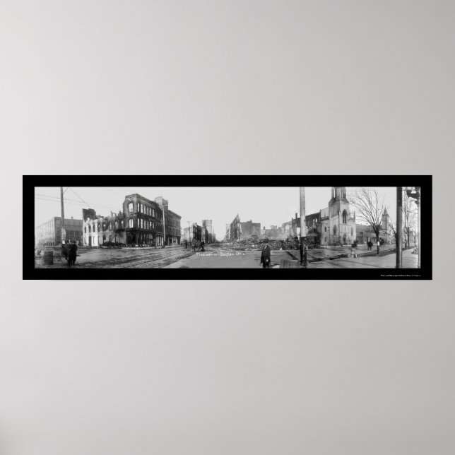 Dayton OH Flood Fire Photo 1913 Poster (Framsidan)