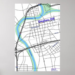 Dayton OH Karta Poster
