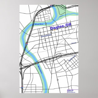 Dayton OH Karta Poster
