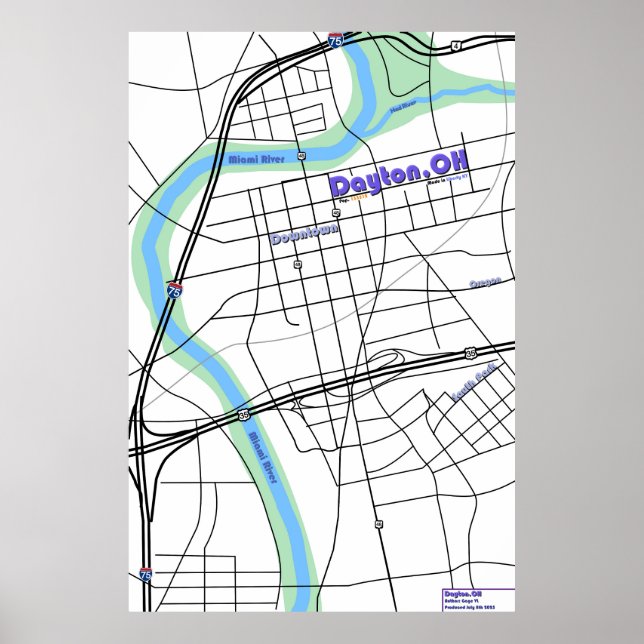 Dayton OH Karta Poster (Framsidan)